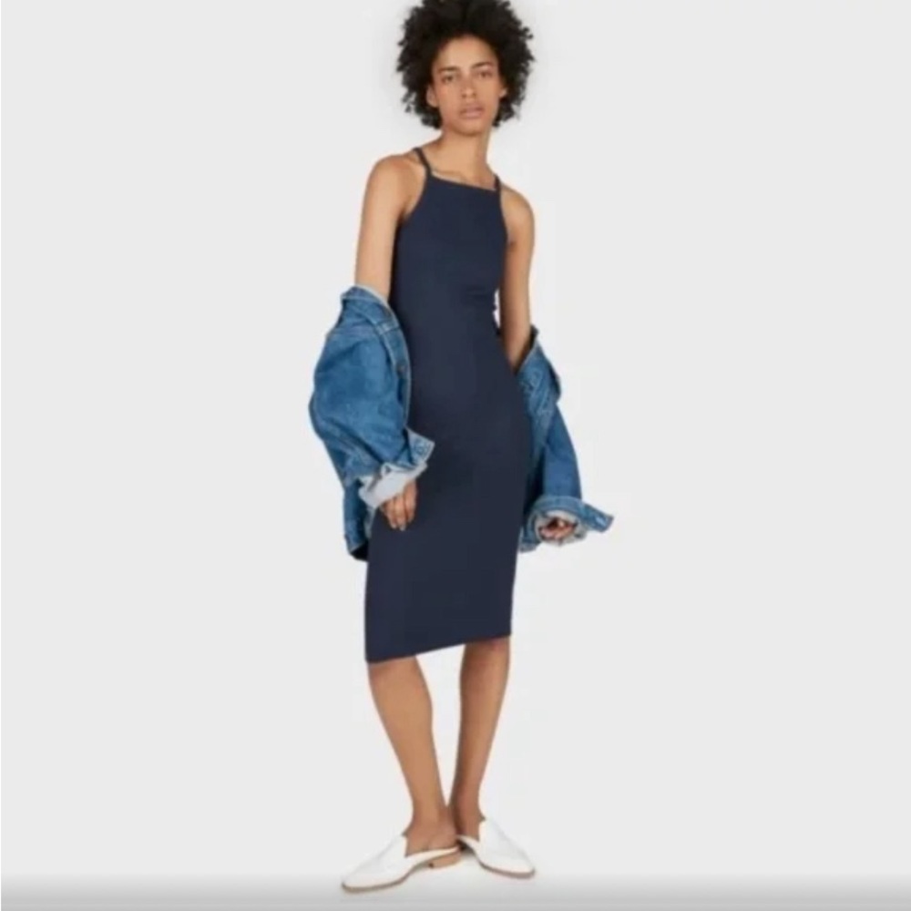 Everlane Pima cotton racerback dress, navy, XXS (fits XXS-M), great condition